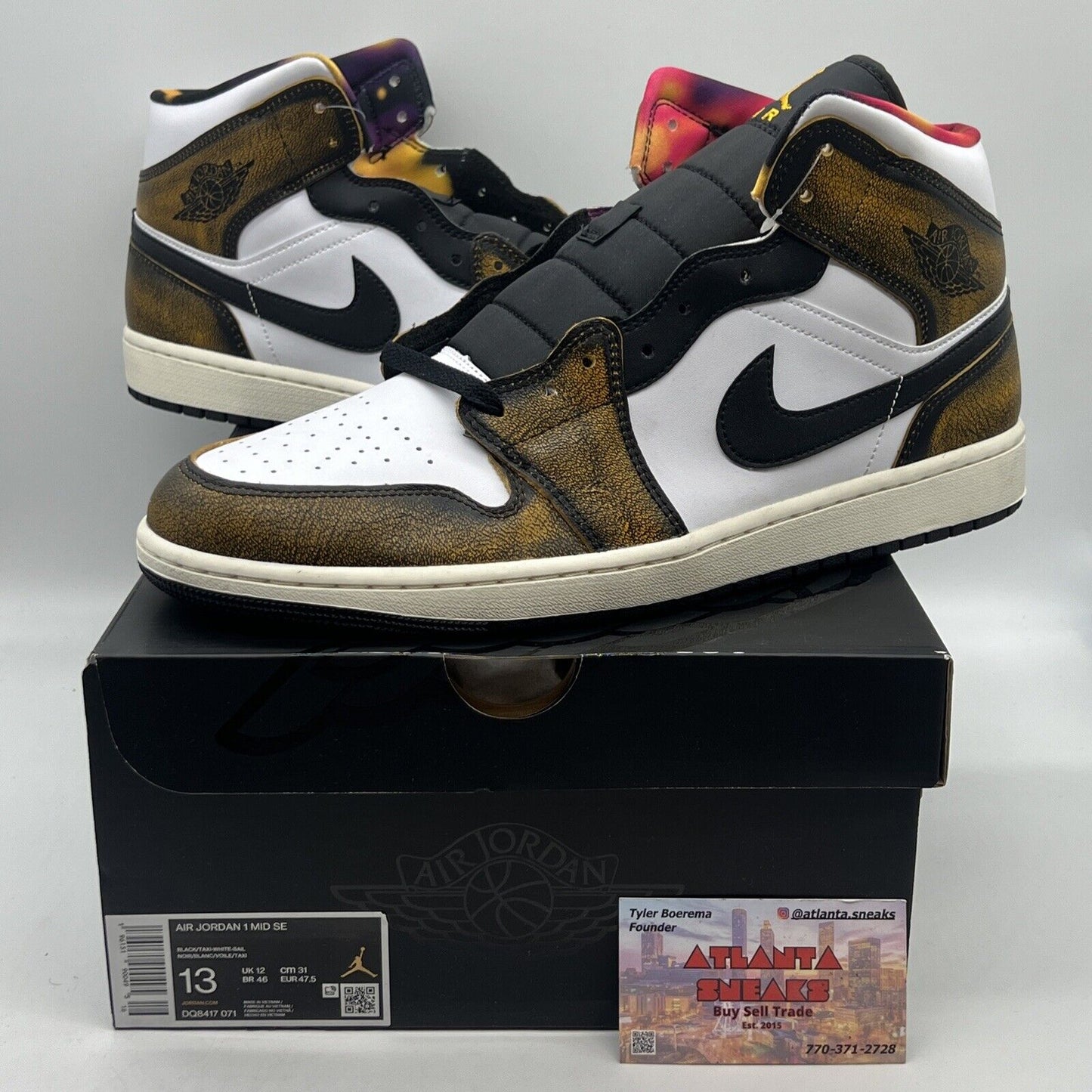 Size 13 - Jordan 1 Mid Sail/Taxi Brand New Og All