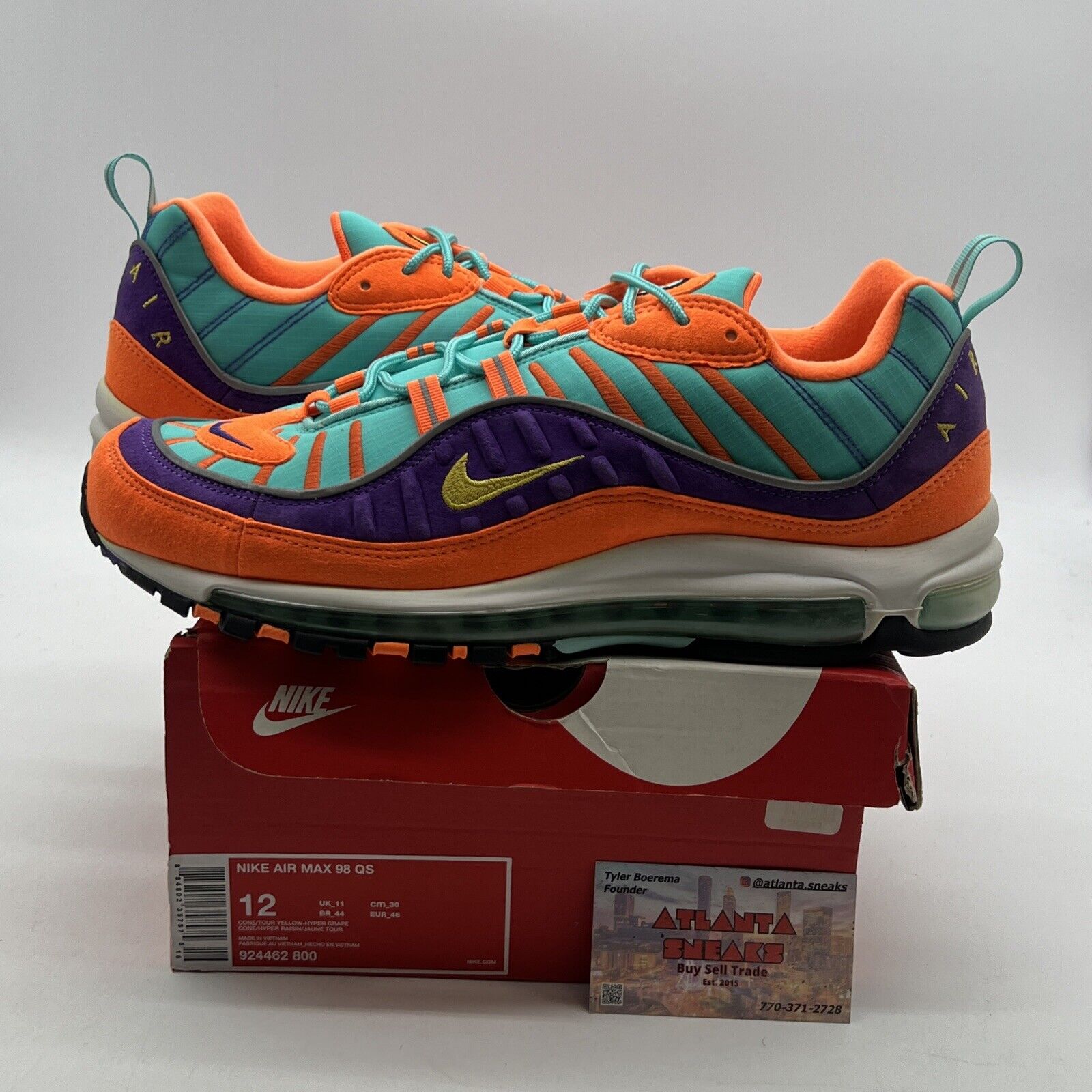 Size 12 - Nike Air Max 98 QS Cone (924462-800)