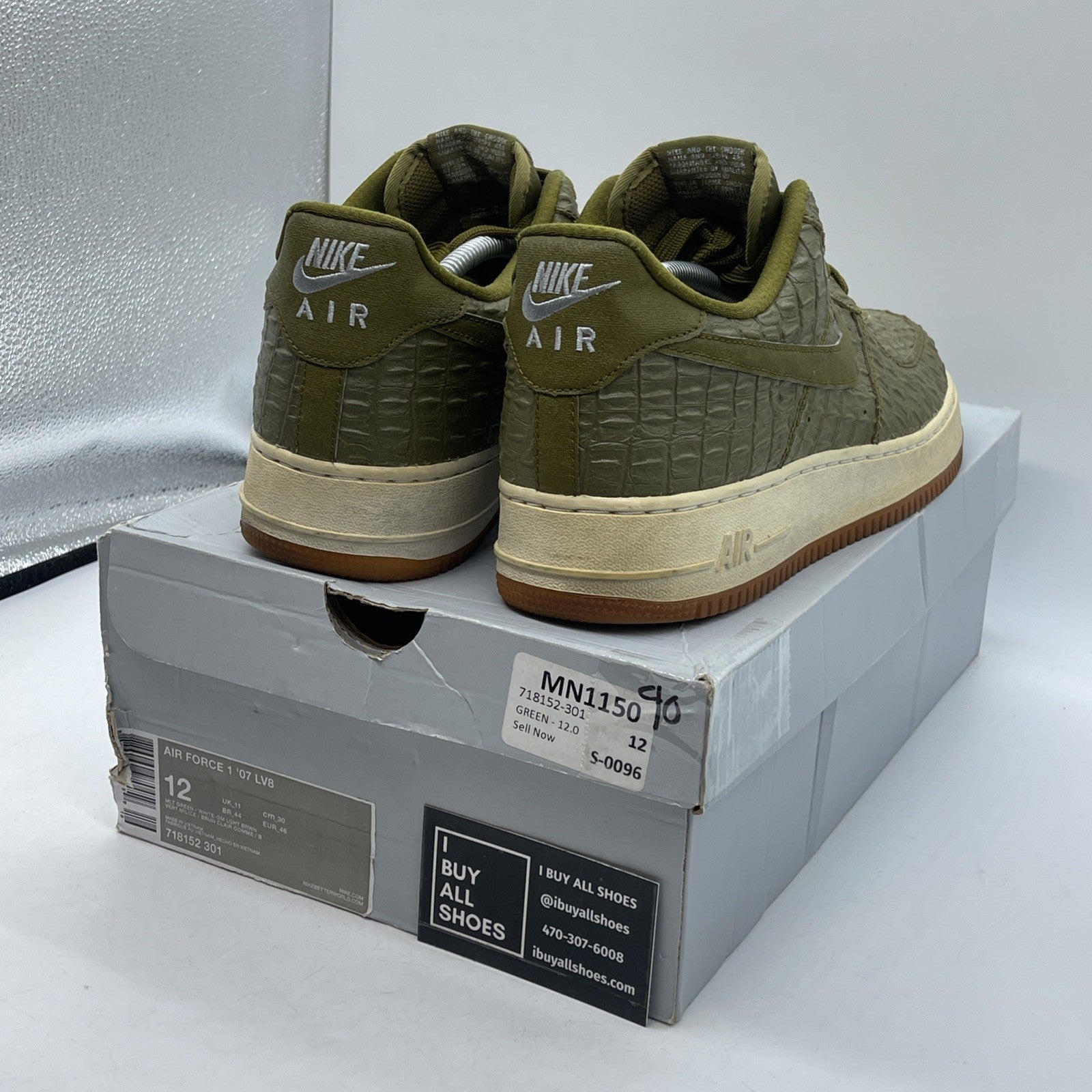 Size 12 - Nike Air Force 1 '07 LV8 Low Militia Green Leather (718152-301)