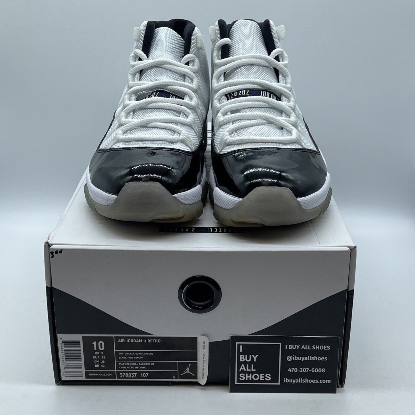 Size 10 - Jordan 11 Retro Concord 2011 Black White Suede Leather (378037-107)