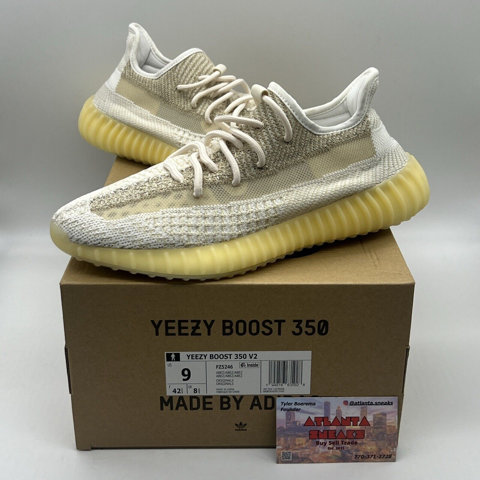 Size 9 - adidas Yeezy Boost 350 V2 Natural Brand New Og All Cream White DS