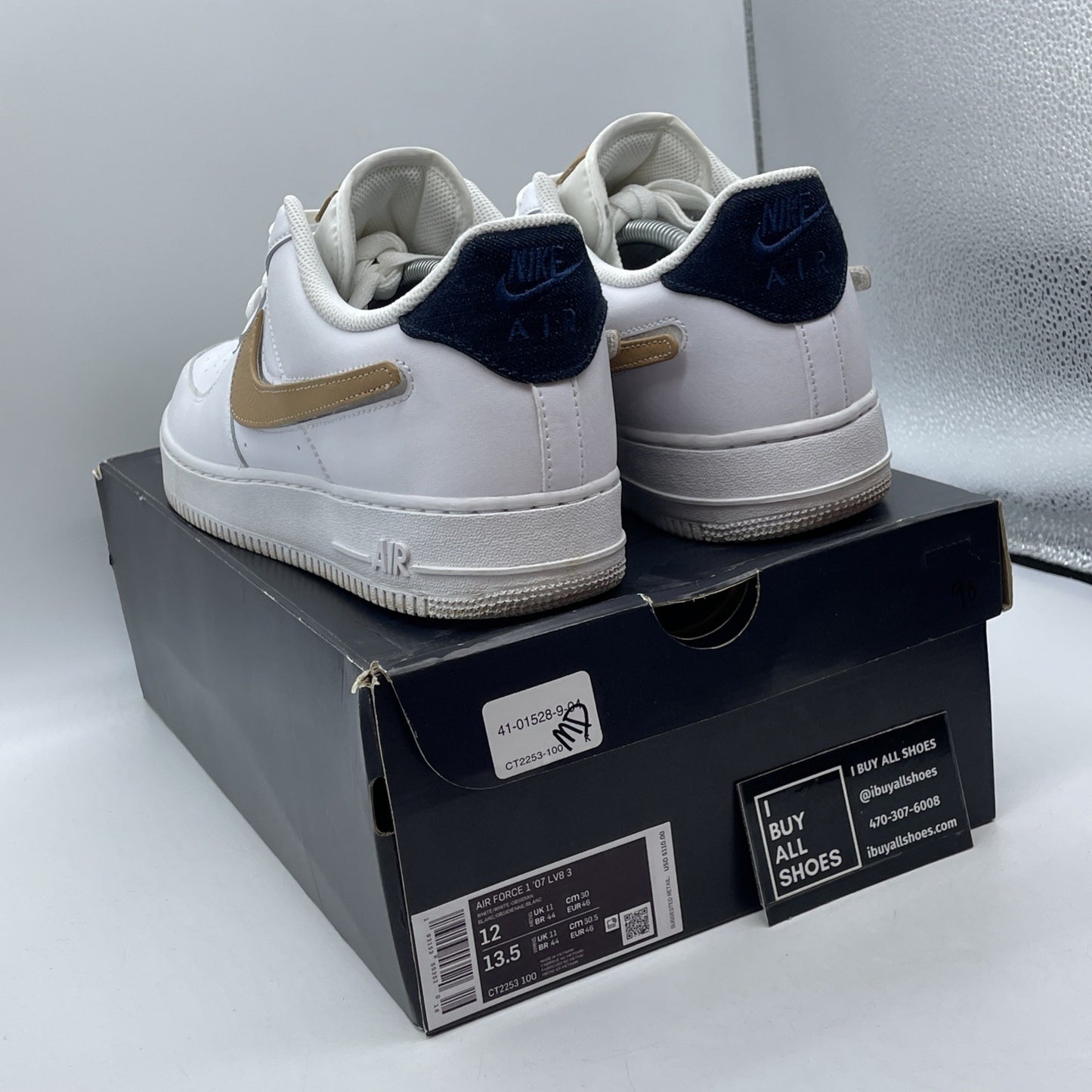 Size 12 - Nike Air Force 1 '07 LV8 Low Removable Swoosh White Vachetta Tan