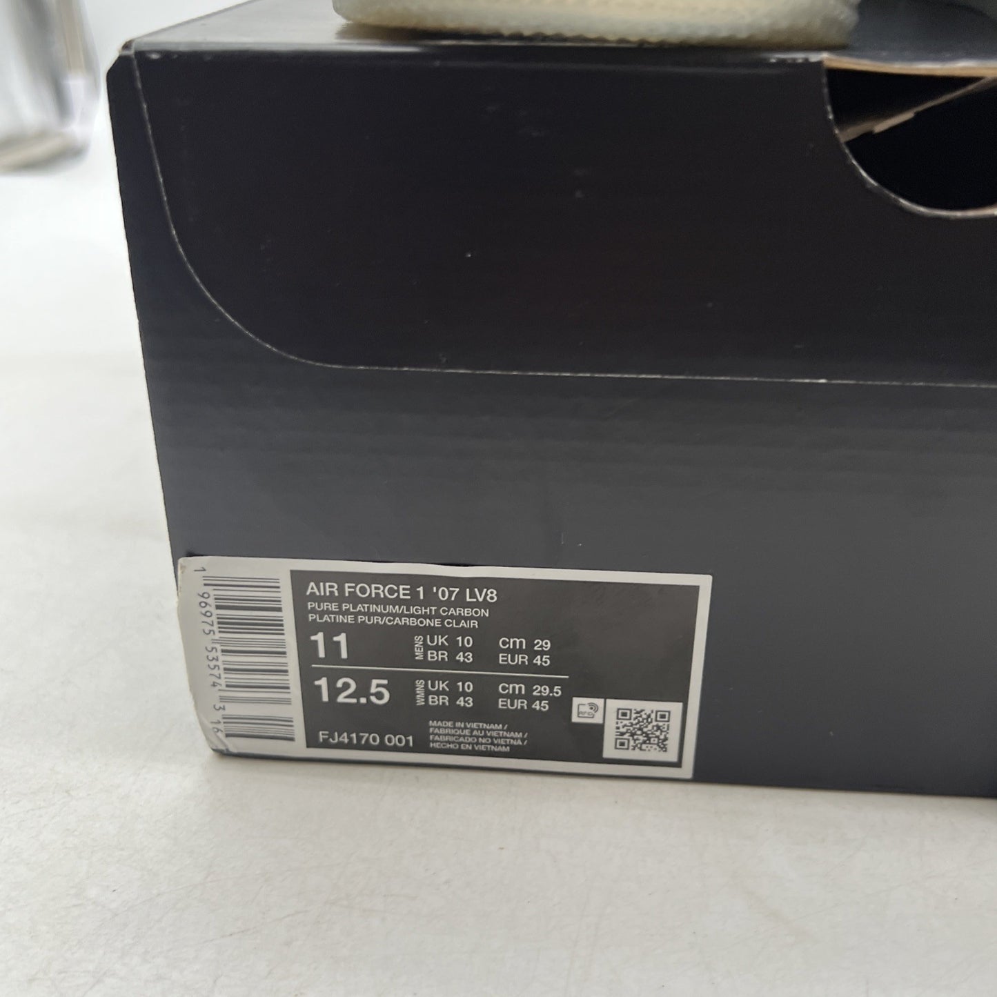 Size 11 - NIKE AIR FORCE 1 07 LV8 Pure Platinum/Light Carbon/Grey (FJ4170-001)