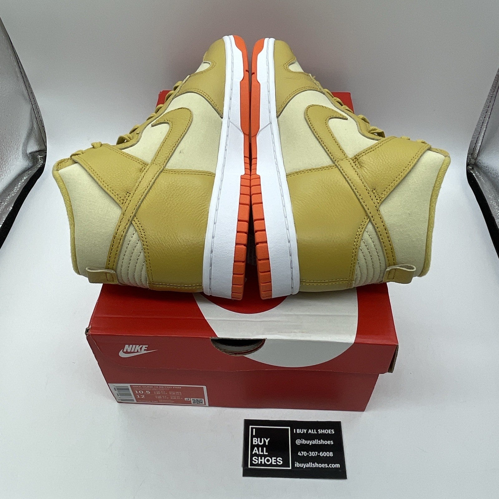 Size 10.5 -  Nike Dunk Hi Retro PRM Wheat Gold Suede Leather  (DV7215-700)