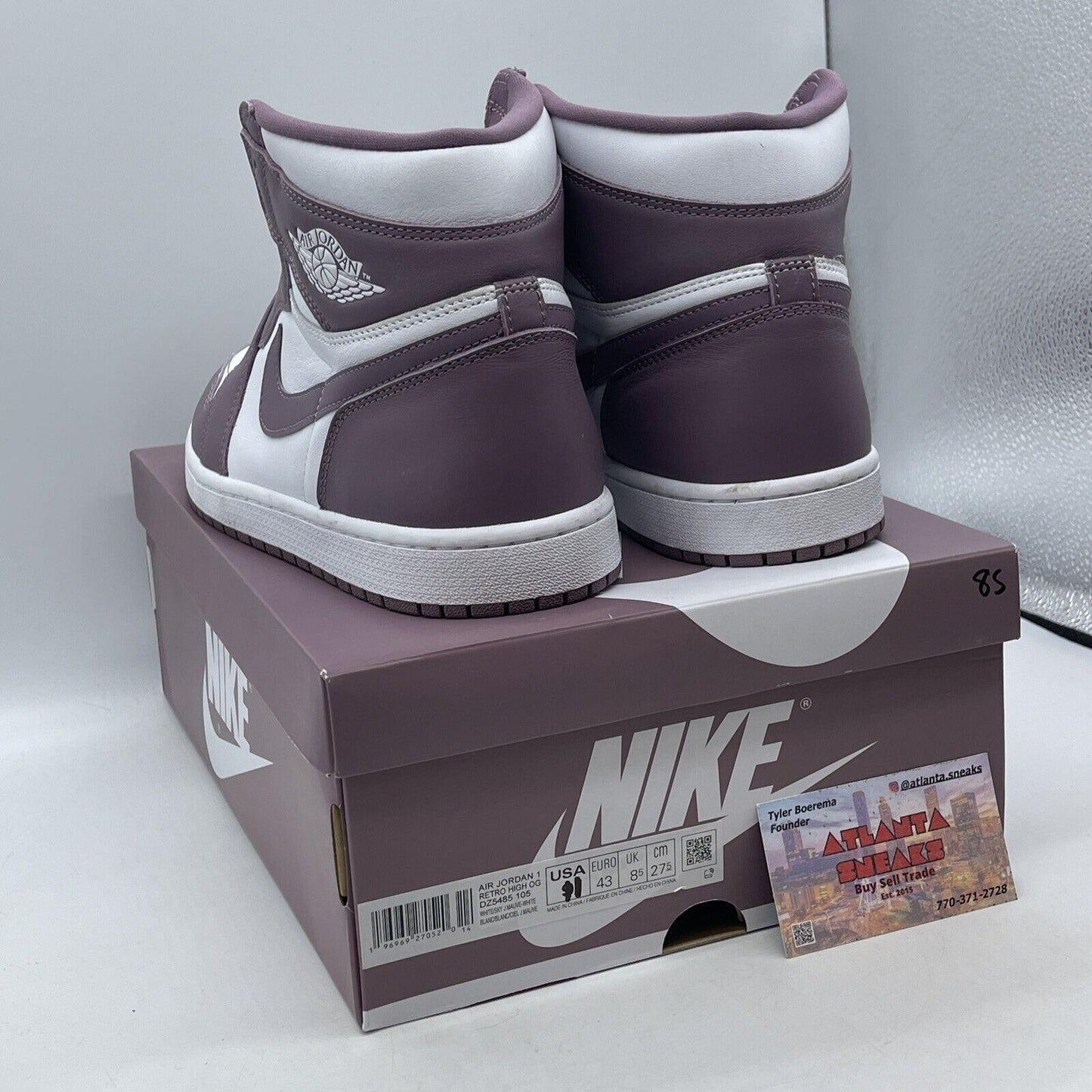 Size 11 - Air Jordan 1 Retro OG High Mauve Purple White Leather (DZ5485-105)