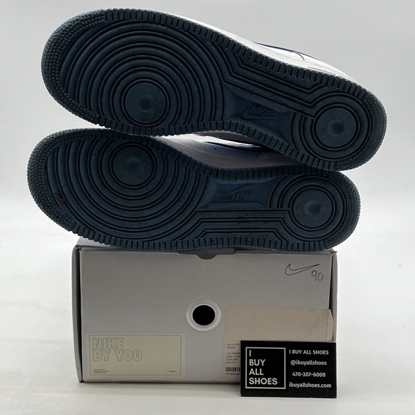 Size 10 -NIKE AIR FORCE 1 LOW UNLOCKED ID NIKE BY YOU "PATENT" BLUE (DJ7015-991)