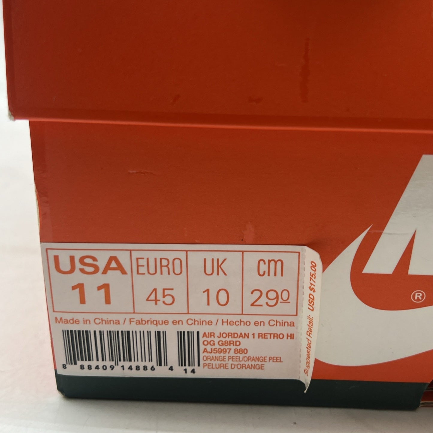 Size 11 - Air Jordan 1 Retro OG G8RD High Orange Peel (AJ5997-880)