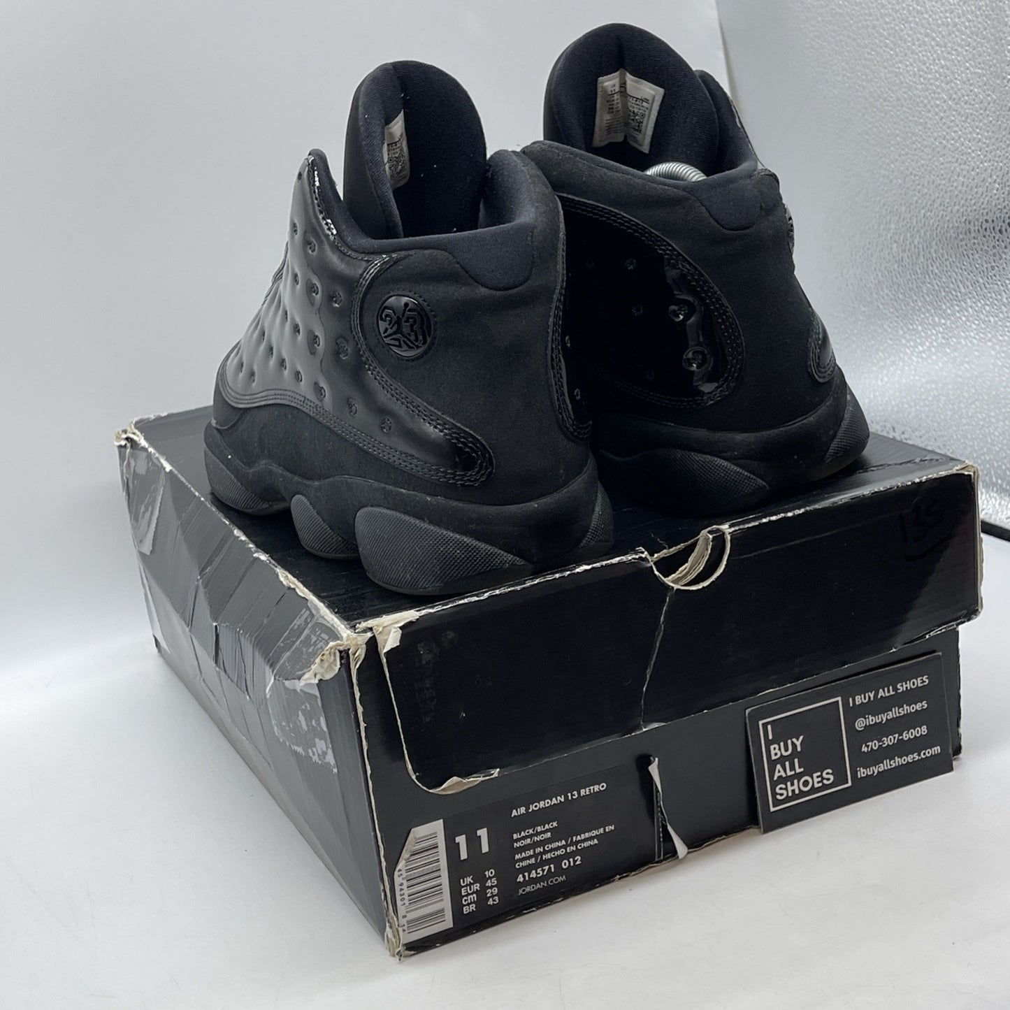 Size 11 - Air Jordan 13 Retro Cap and Gown Black Suede Leather (414571-012)