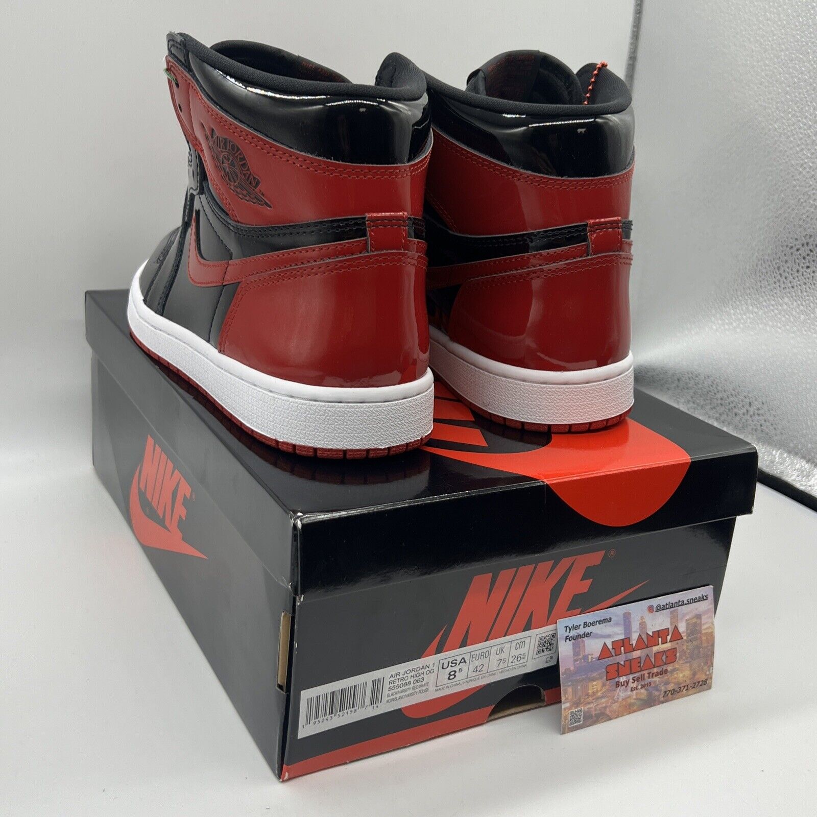 Size 8.5 - Jordan 1 Retro OG High Patent Bred Brand New Og All Red Black White