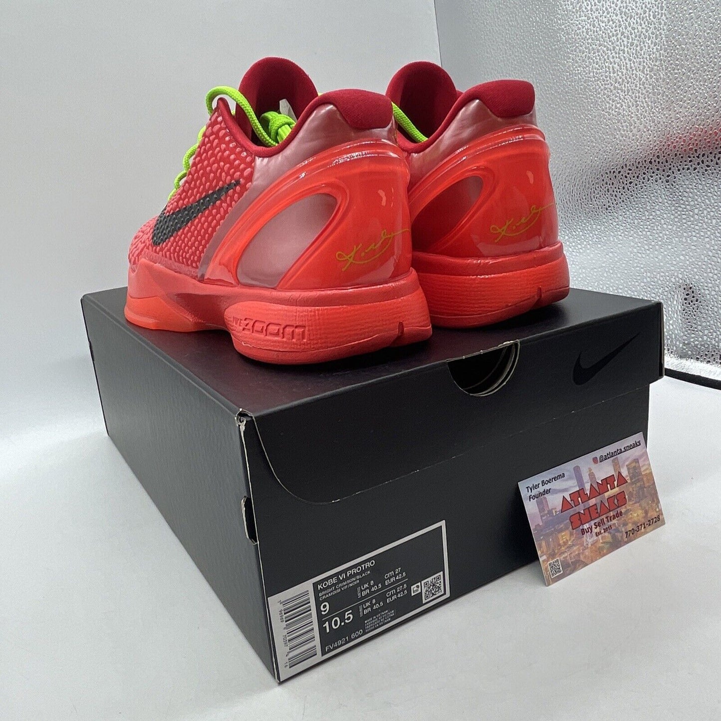 Size 9 - Nike Zoom Kobe 6 Protro Reverse Grinch Red Black Yellow  (FV4921-600)