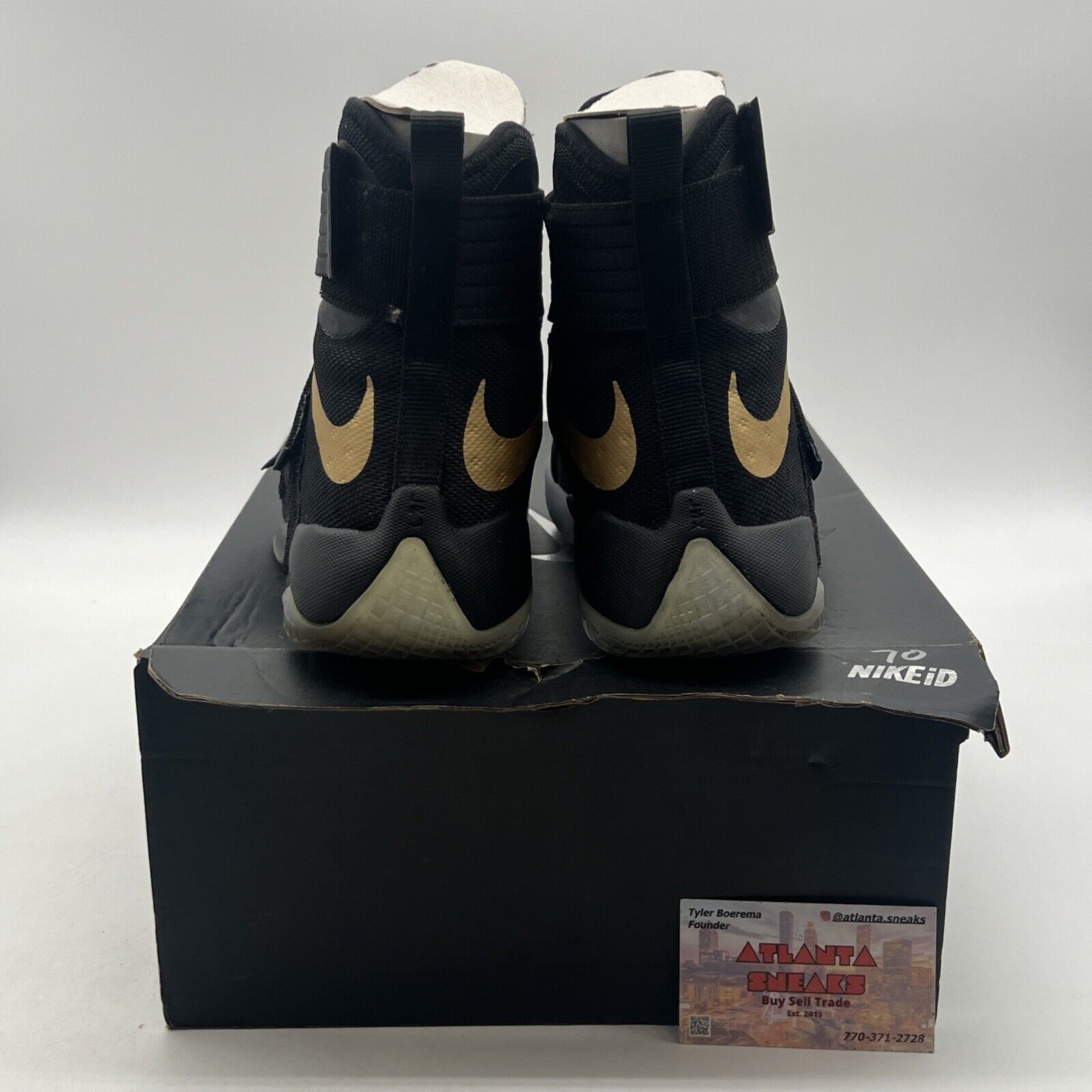 Size 9.5 - Nike Id LeBron Zoom Soldier 10 Black 2016