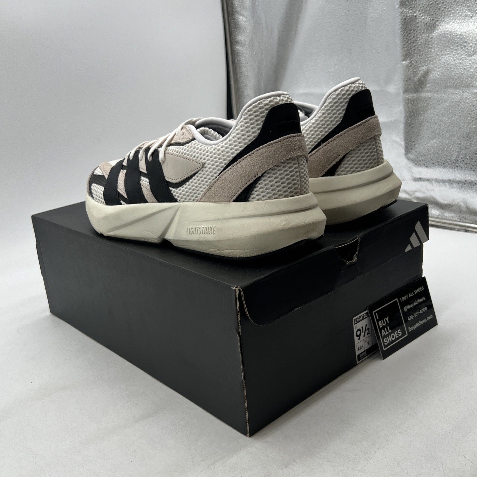Size 9.5 - Adidas Lightblaze Alumina Black White (JH6944)