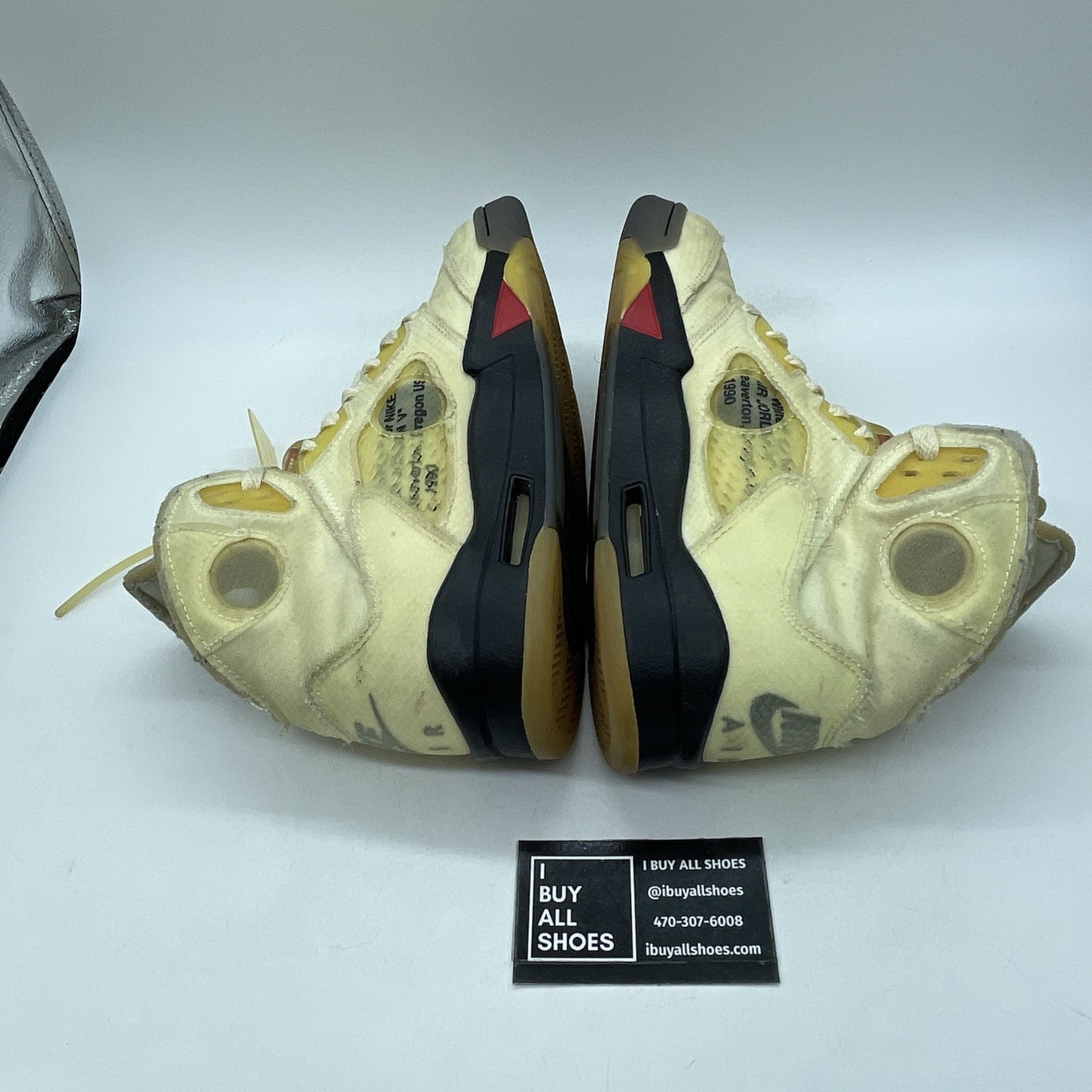 Size 7.5 - Jordan 5 SP x Off-White Mid Sail Red Black Leather (DH8565-100)