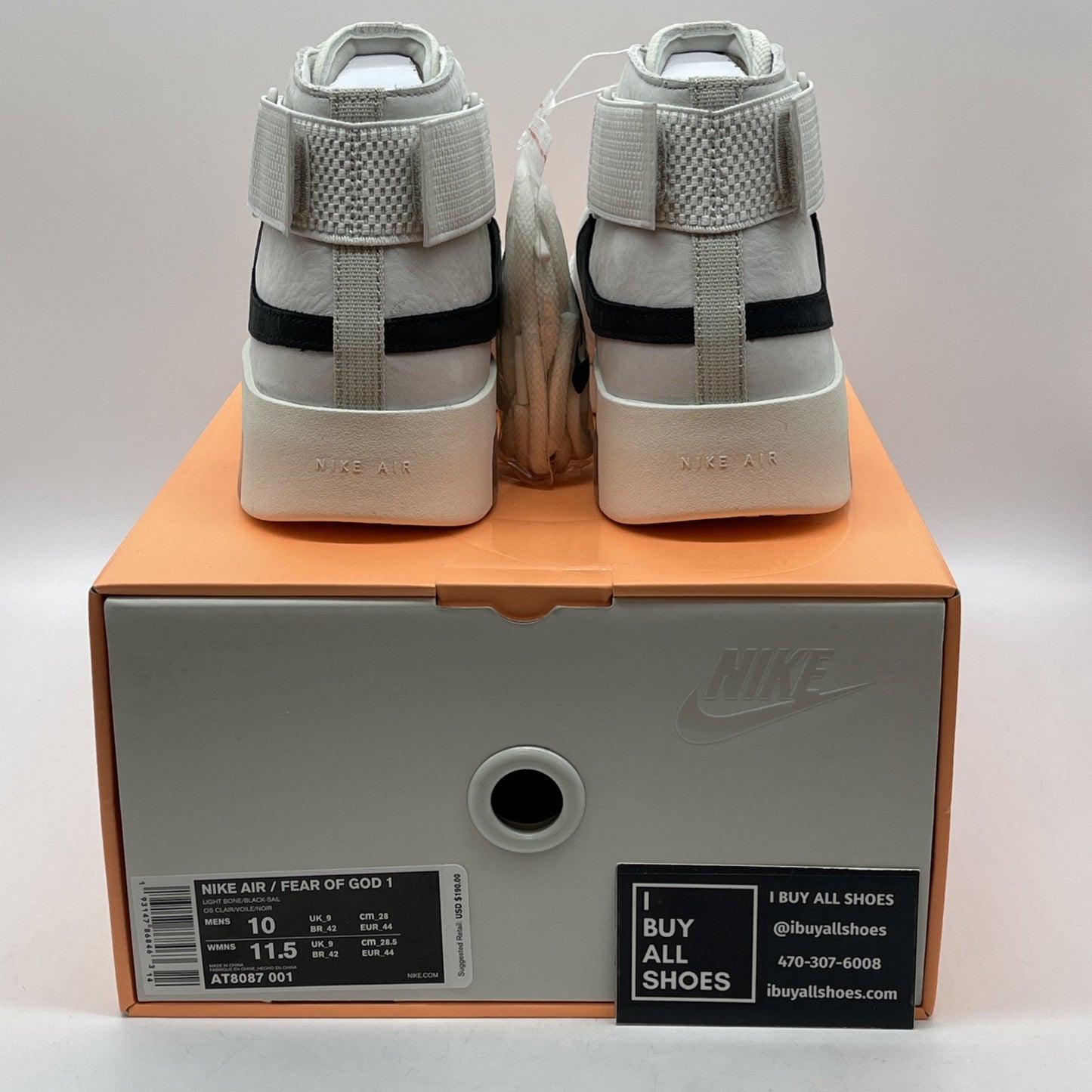 Size 10 - Nike Air Fear Of God Raid Light Bone Tan Black Suede (AT8087-001)