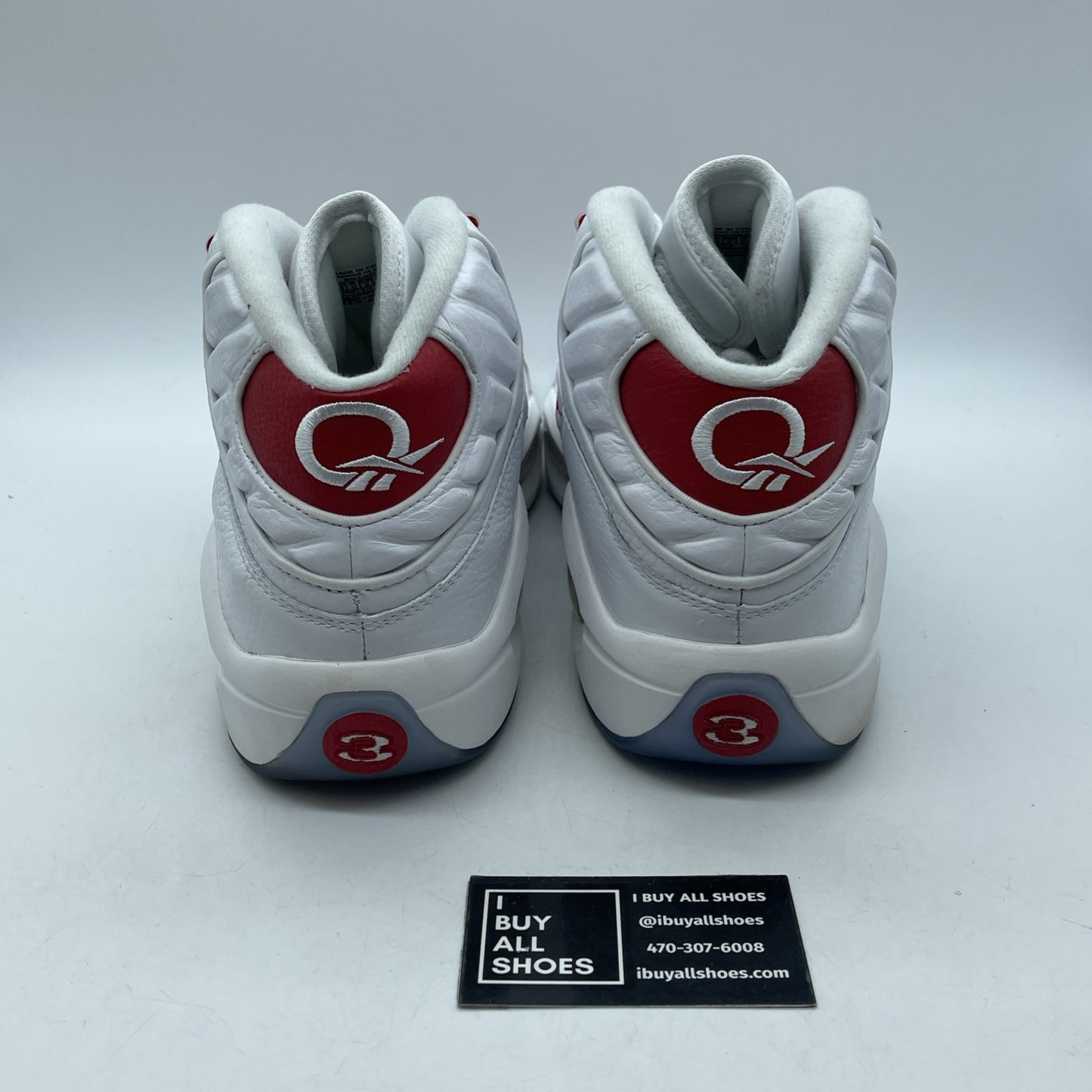 Size 13 - Reebok Question Mid White Pearlized Red White Leather (023501-312)