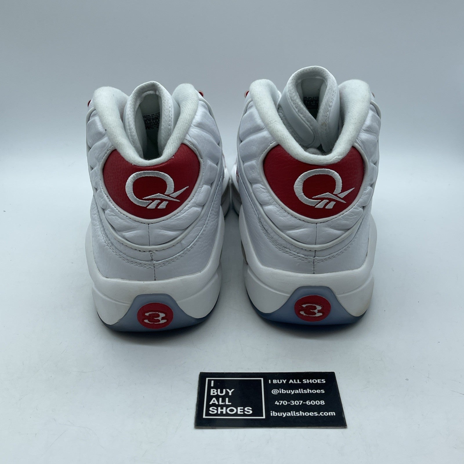 Size 13 - Reebok Question Mid White Pearlized Red White Leather (023501-312)