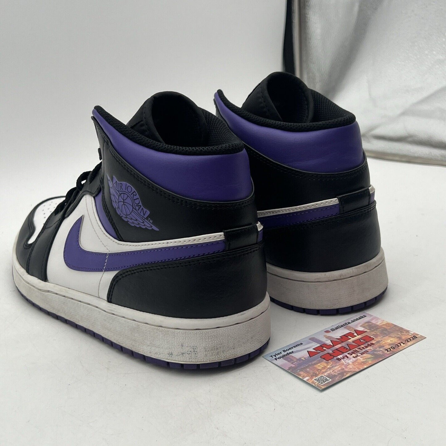 Size 12 - Air Jordan 1 Mid Dark Iris Black White Leather Purple (554724-095)