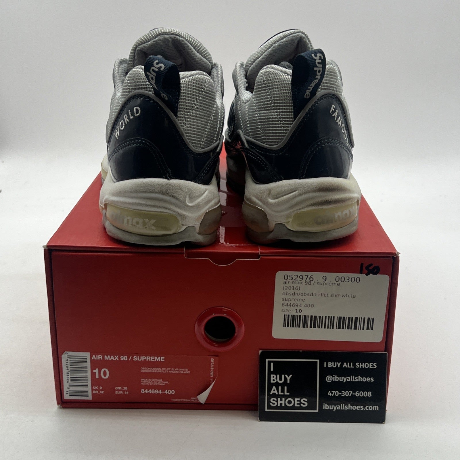 Size 10 - Nike Supreme x Air Max 98 Obsidian (844694-400)