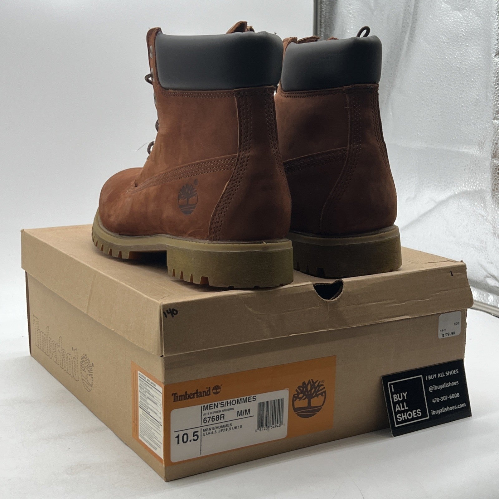 Size 10.5 - Timberland 6 Inch Premium Brown Mens Boot Waterproof Combat (6768R)