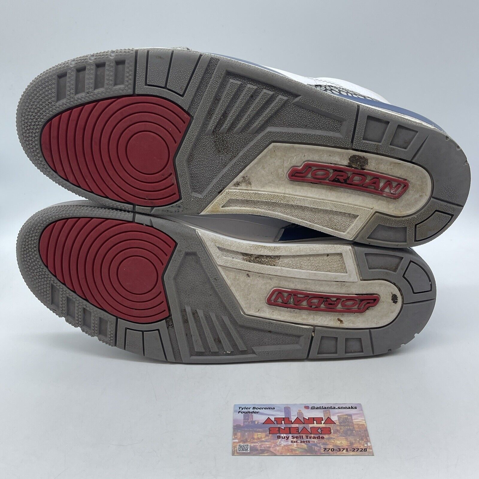 Size 13 - Air Jordan 3 Retro 2011 True Blue Grey White Red Blue (136064-104)