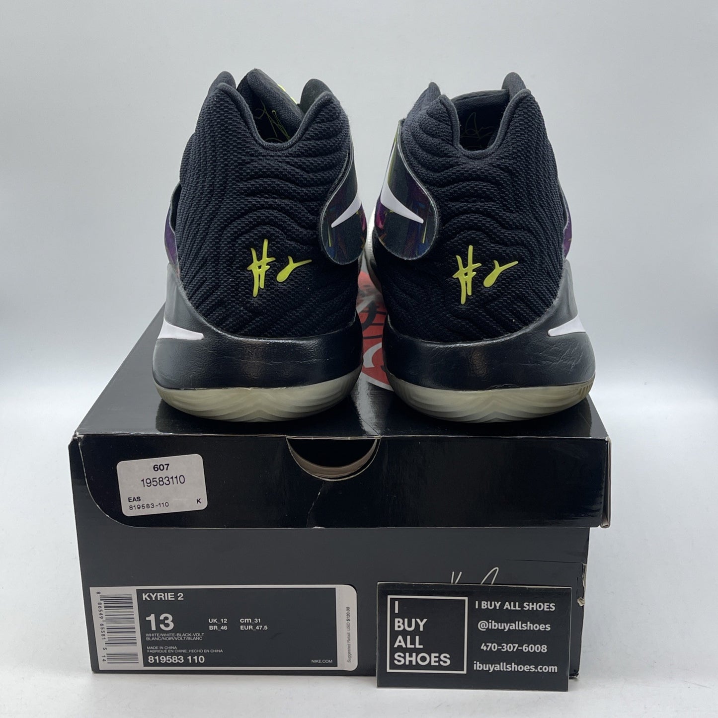 Size 13 - Nike Kyrie 2 Parade White Black Yellow Suede Leather (819583-110)