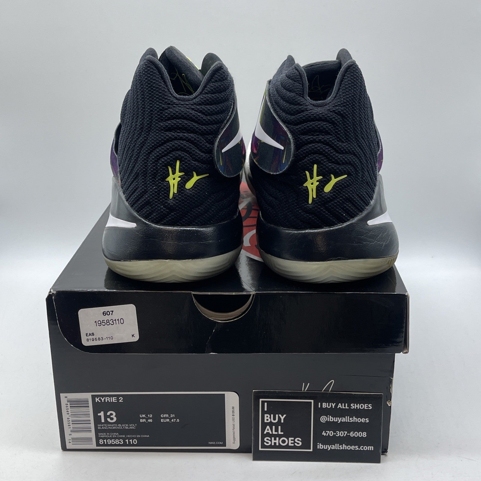 Size 13 - Nike Kyrie 2 Parade White Black Yellow Suede Leather (819583-110)