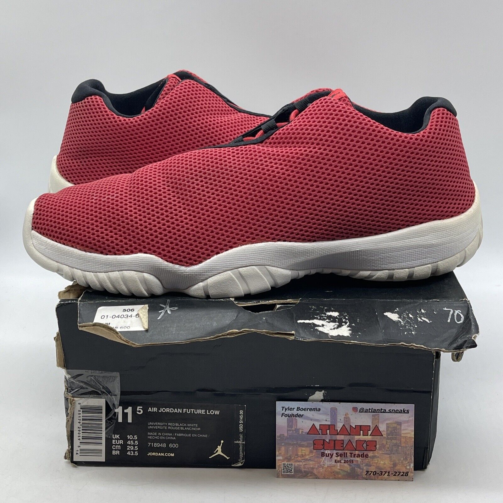 Size 11.5 - Jordan Future 3M Low University Red Black White Suede (718948-600)
