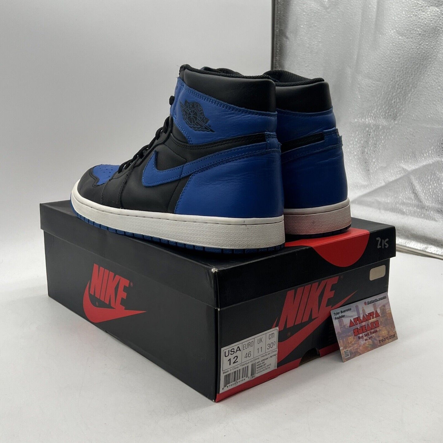 Size 12 - Jordan 1 Retro OG High Royal Black White Blue Leather (555088-007)