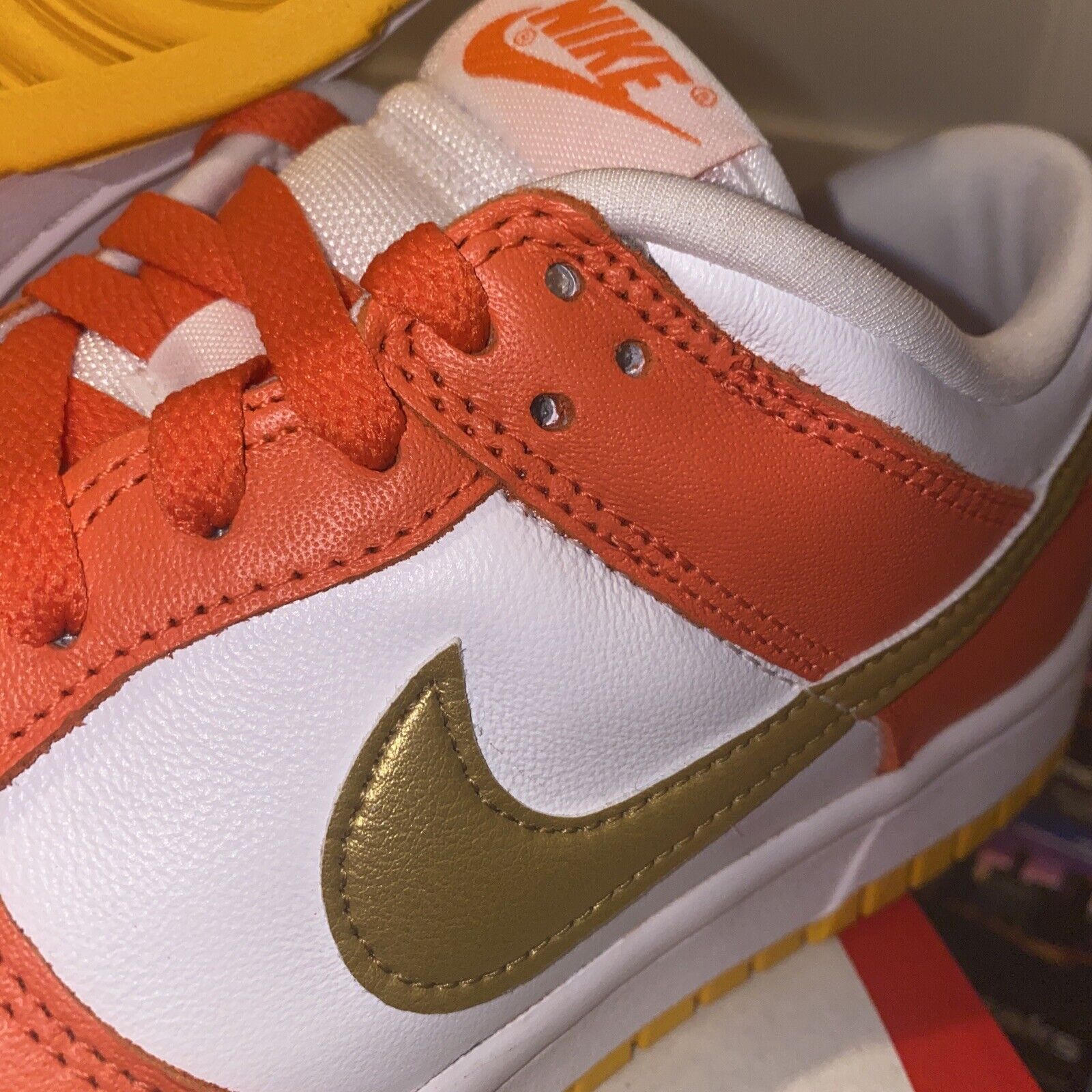 Brand New Size 8 WOMEN - Nike Dunk Low White Orange Gold 2021 - DQ4690-800