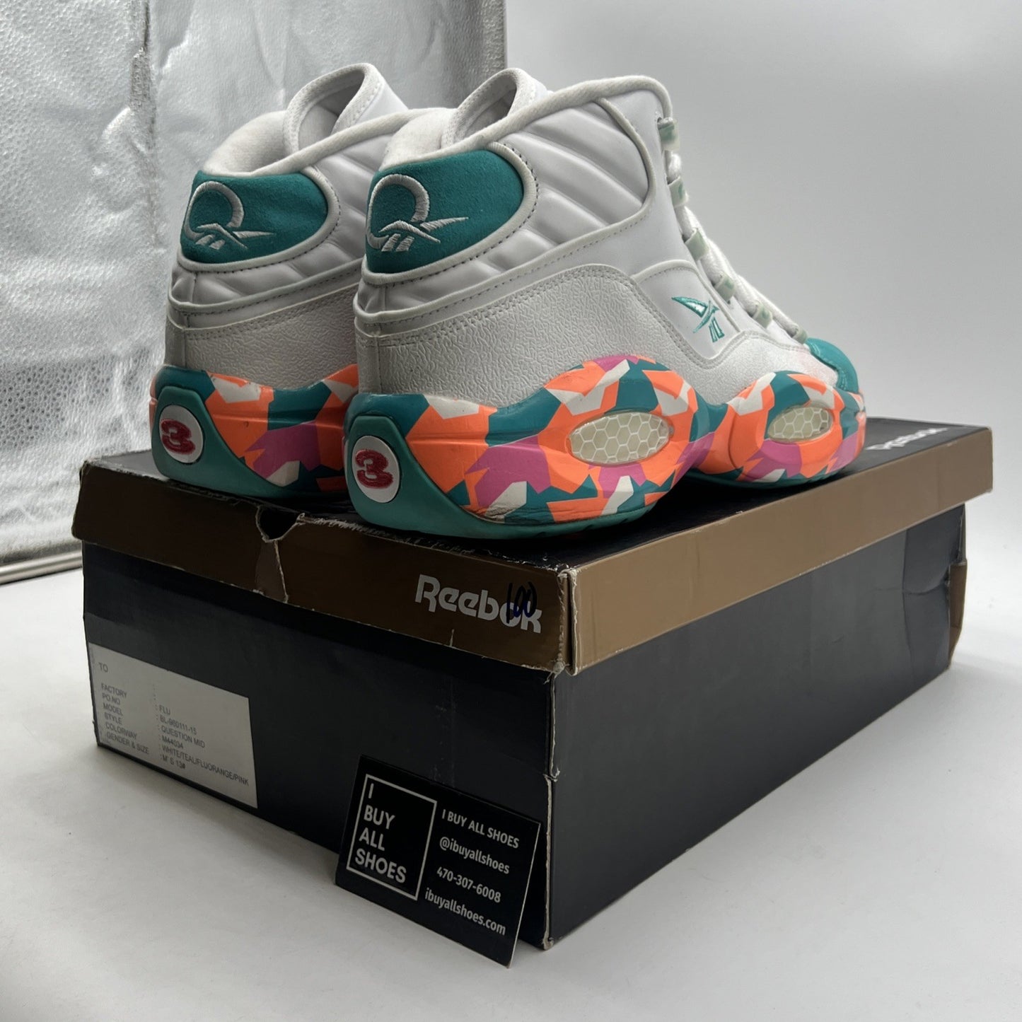 Size 13 - Reebok Question Mid White Noise Sample (M44034)