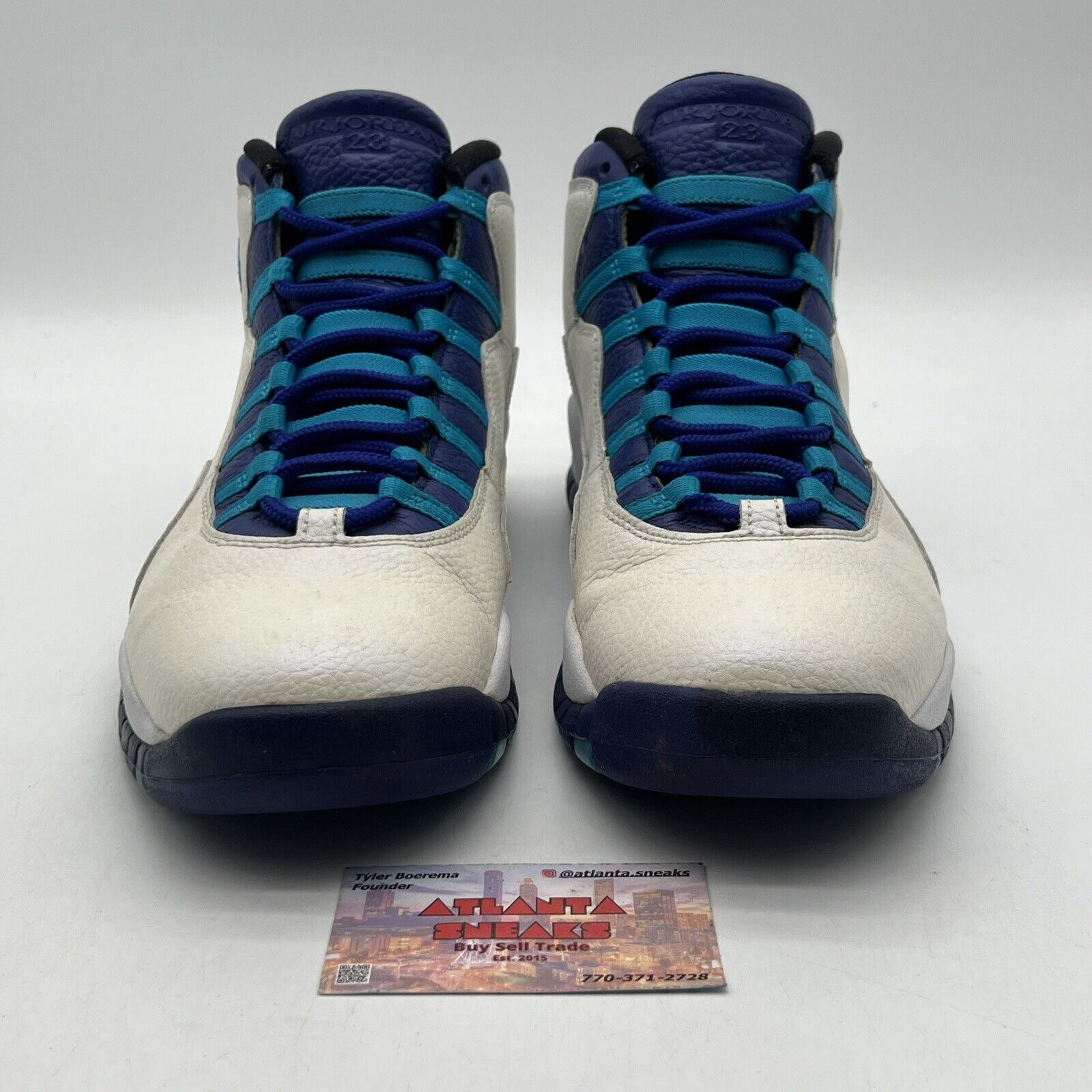 Size 12 - Air Jordan 10 Retro Charlotte Hornets White Leather Purple 310805-107