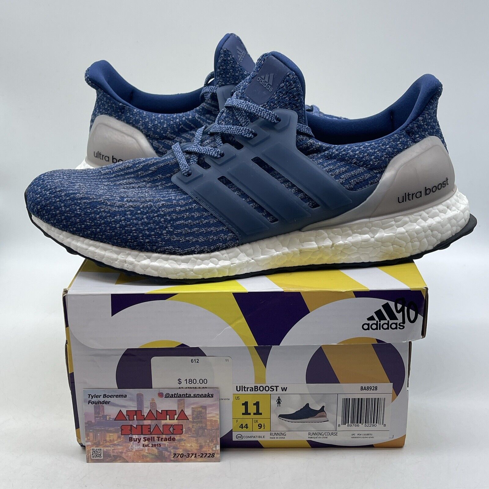 Size 11W - adidas UltraBoost 3.0 Mystery Blue White Gray (BA8928)