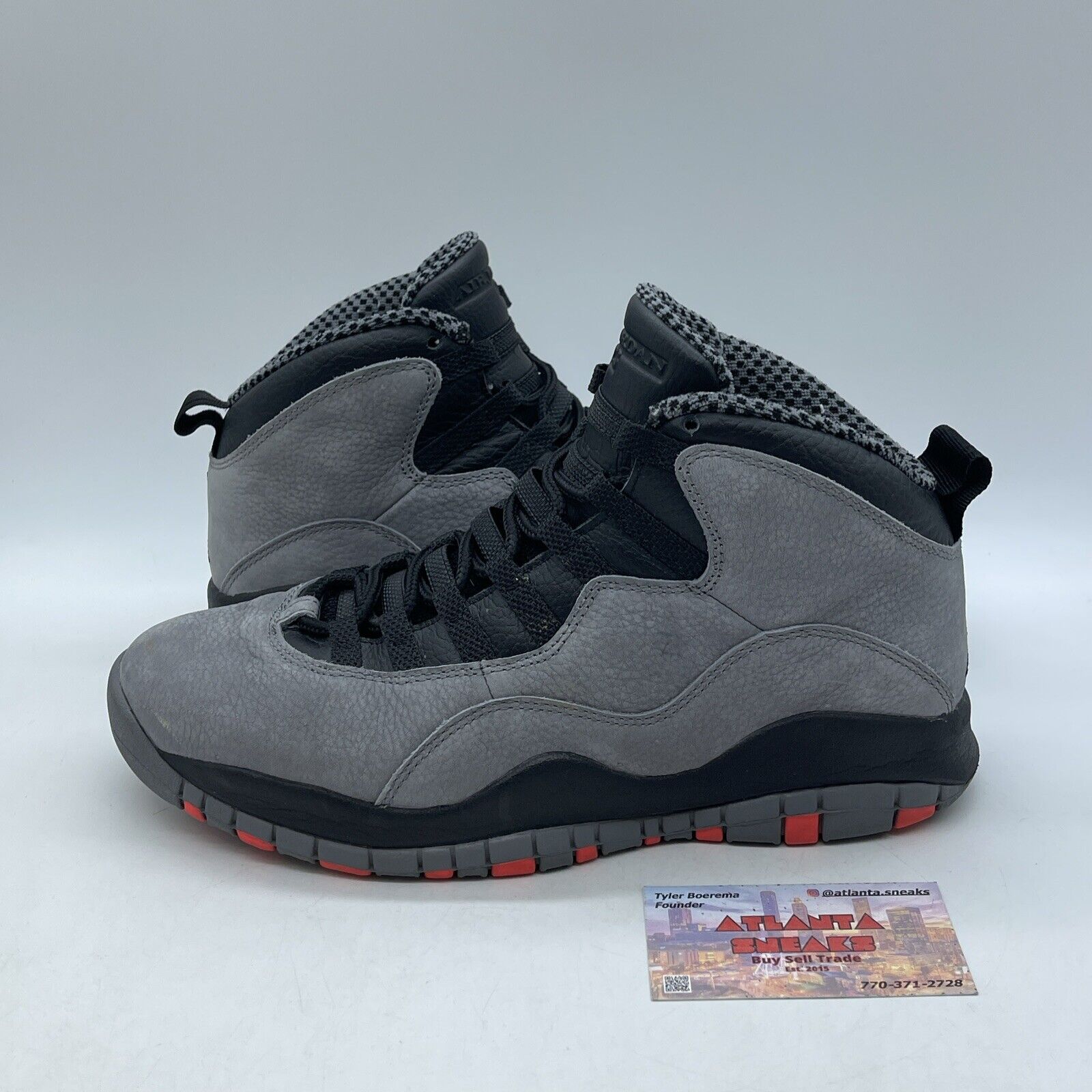 Size 9 - Air Jordan 10 Retro Cool Grey Suede Black Leather Orange (310805-023)