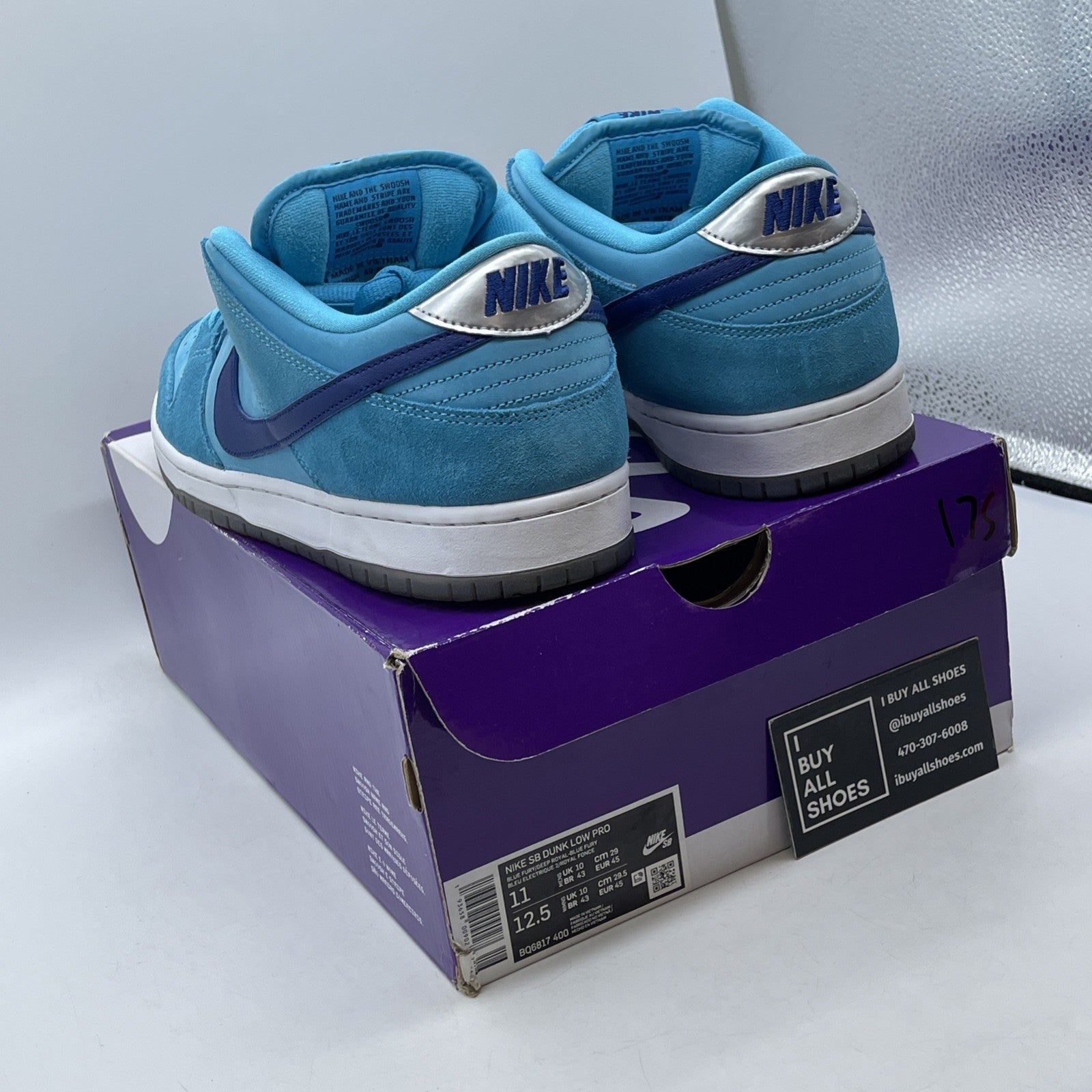 Size 11 - Nike Dunk SB Low Blue Fury Silver Suede (BQ6817-400)