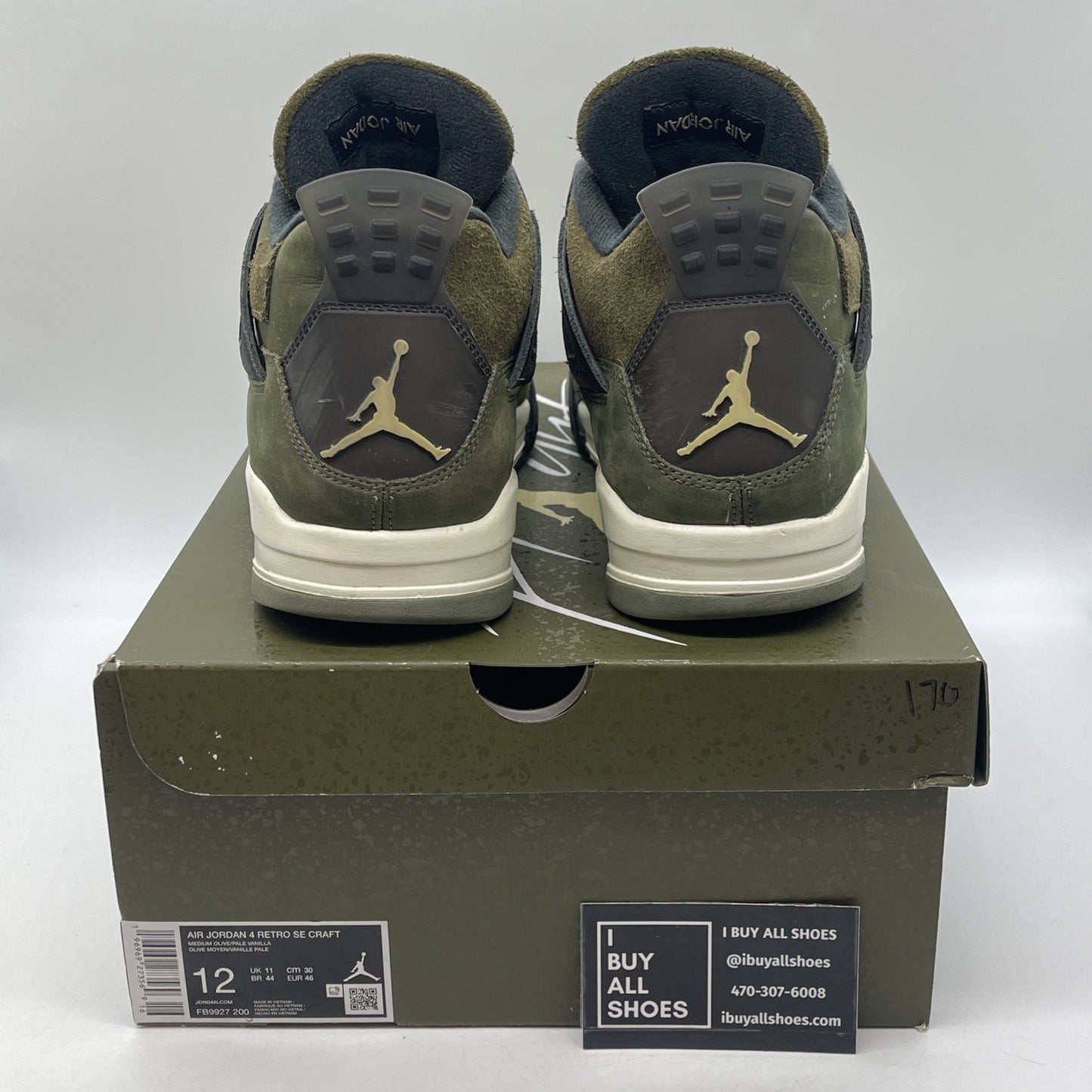 Size 12 - Jordan 4 SE Retro Low Craft Olive Green Black Suede (FB9927-200)