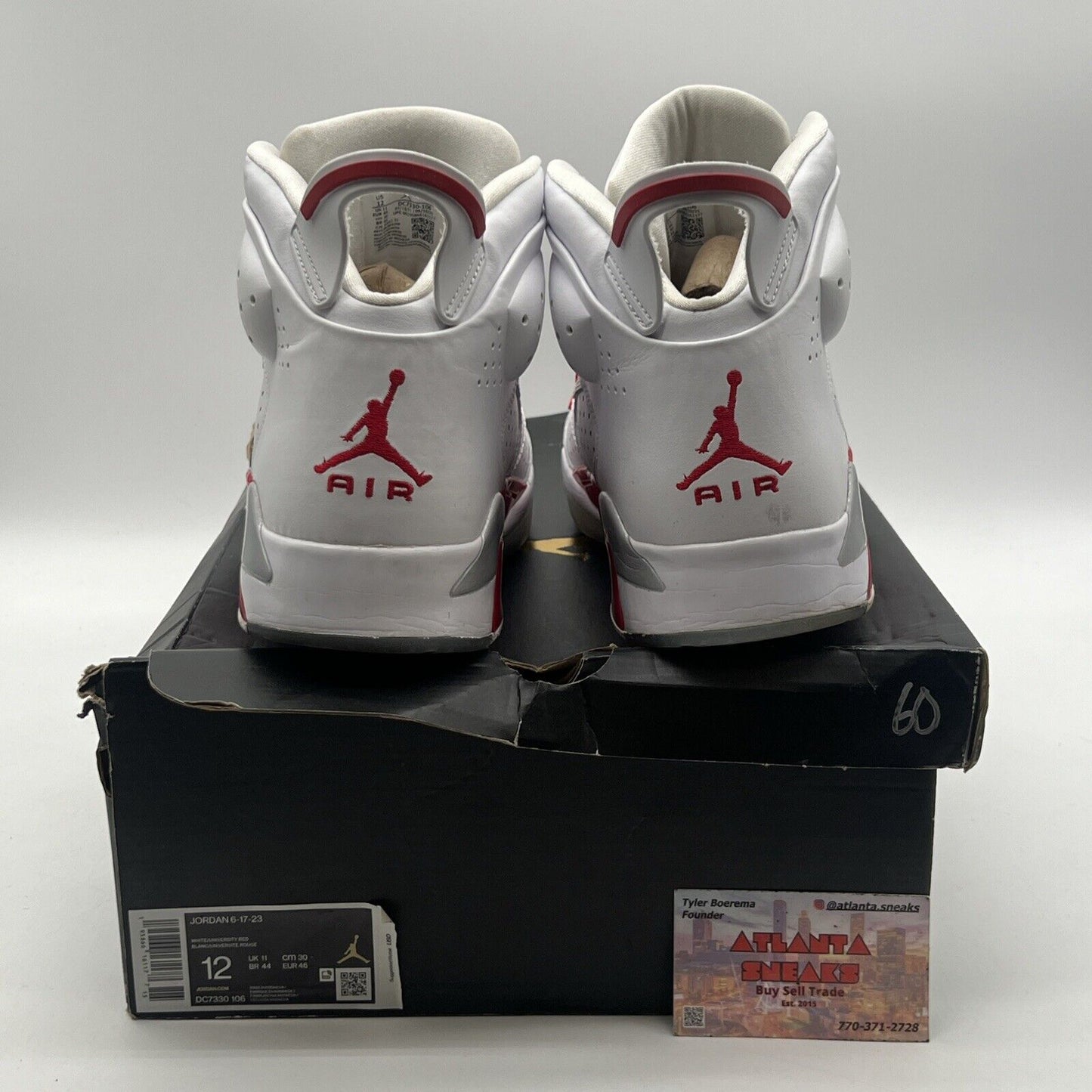 Air Jordan 6-17-23 Shoe (DC7330-106) White Fire Red Leather (DC7330-106)