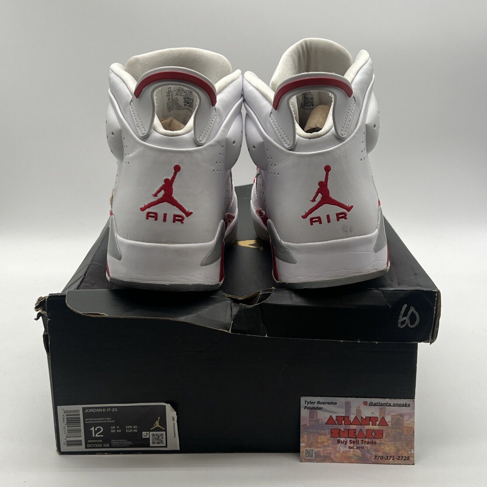 Air Jordan 6-17-23 Shoe (DC7330-106) White Fire Red Leather (DC7330-106)