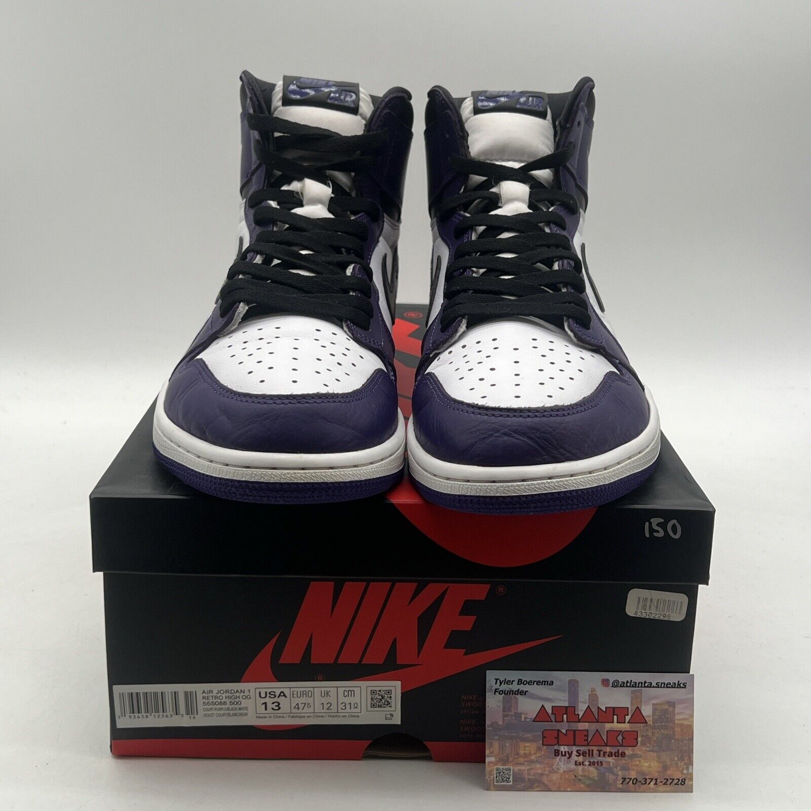 Size 13 - Jordan 1 Retro OG High Court Purple 2.0 Black White  (555088-500)