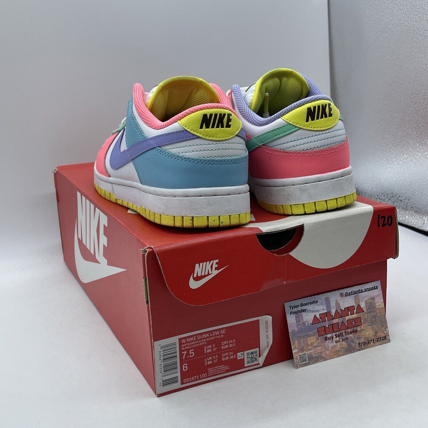 Size 7.5W - Nike Dunk Low Candy White Purple Blue Yellow  Leather (DD1872-100)