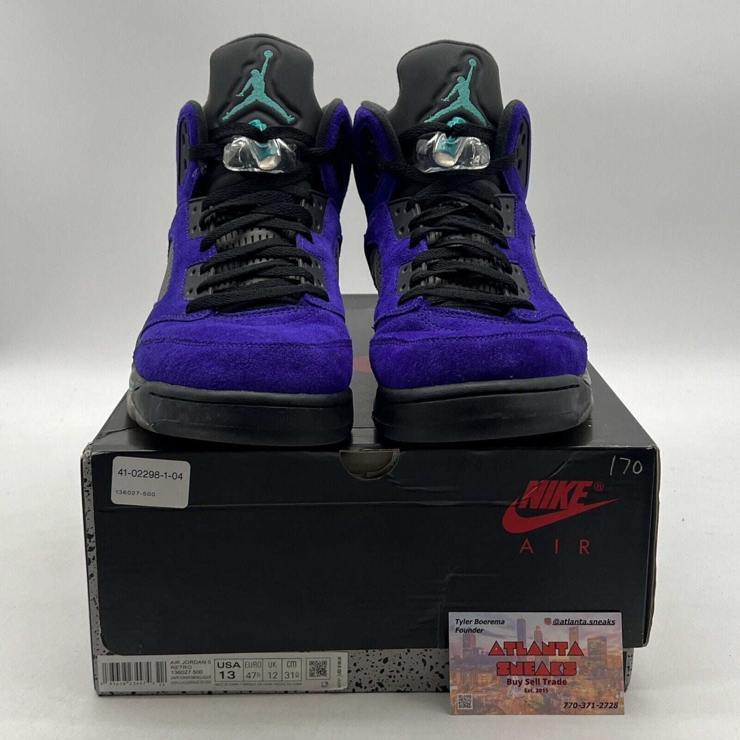 Size 13 - Jordan 5 Retro Alternate Grape 2020 Suede Black (136027-500)