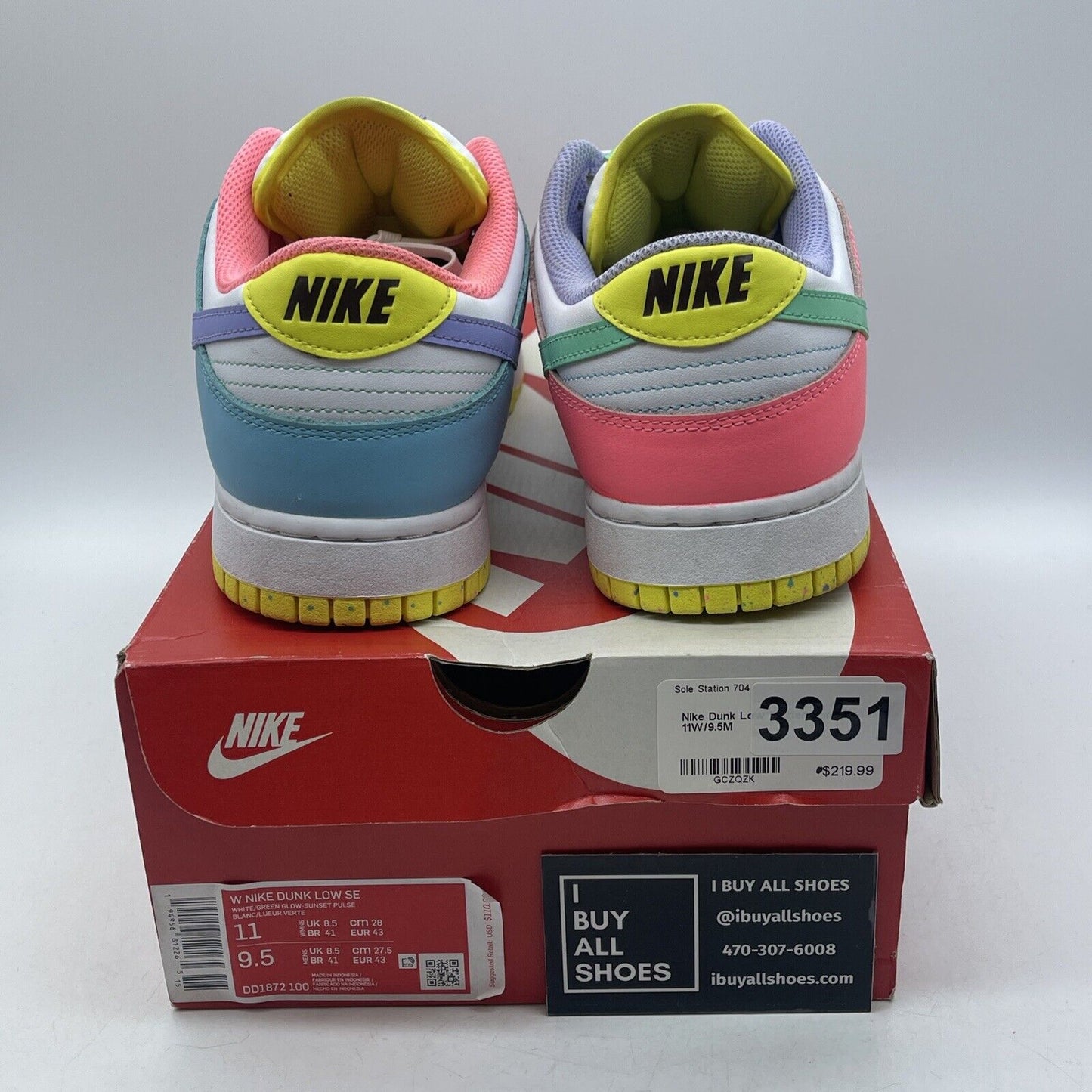 Size 11W - Nike Dunk SE Low Candy White Brown Yellow Blue Leather (DD1872-100)