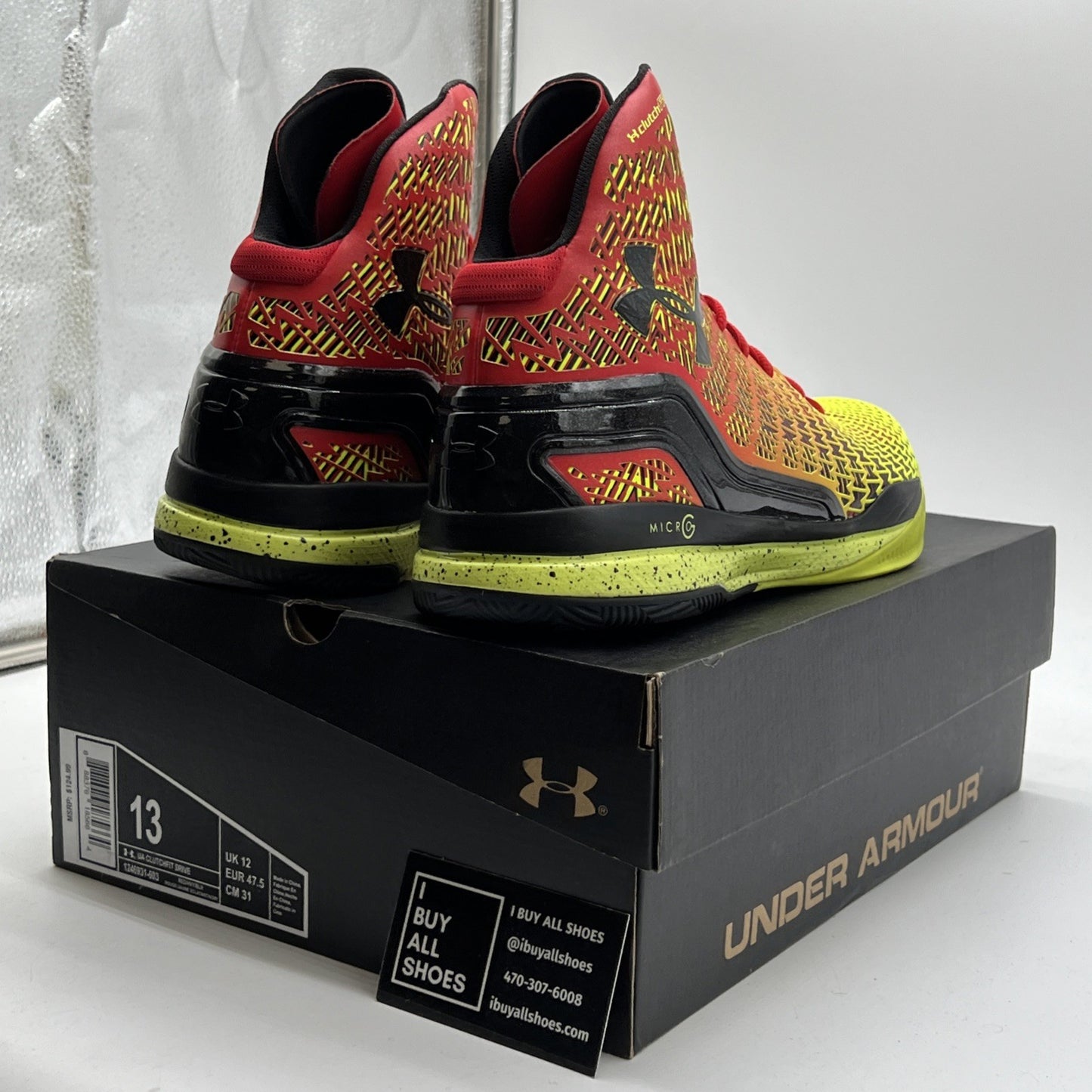 Size 13 - Under Armour Black/Red/ HVY Basketball Shoes (1246931-603)