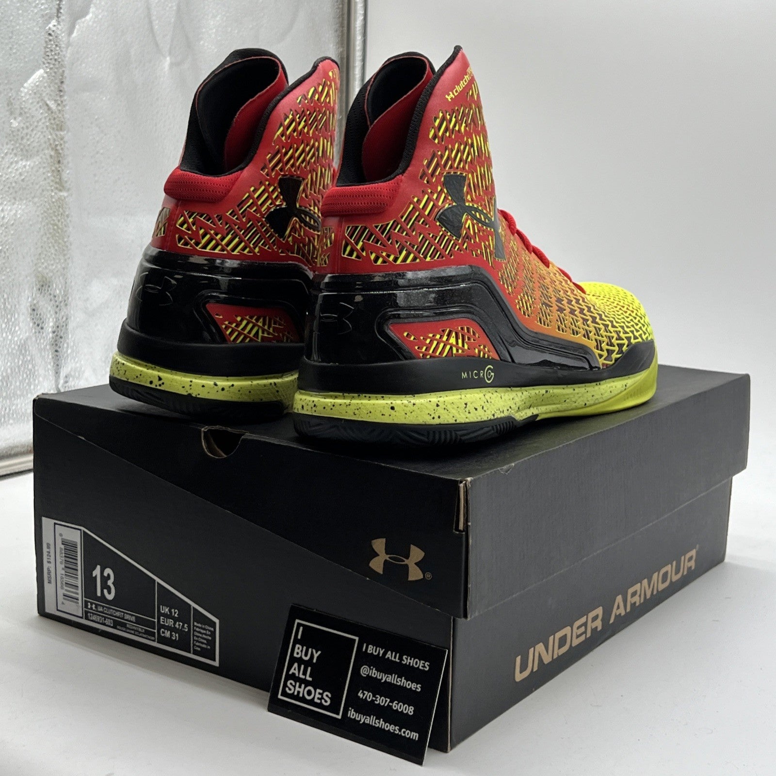 Size 13 - Under Armour Black/Red/ HVY Basketball Shoes (1246931-603)