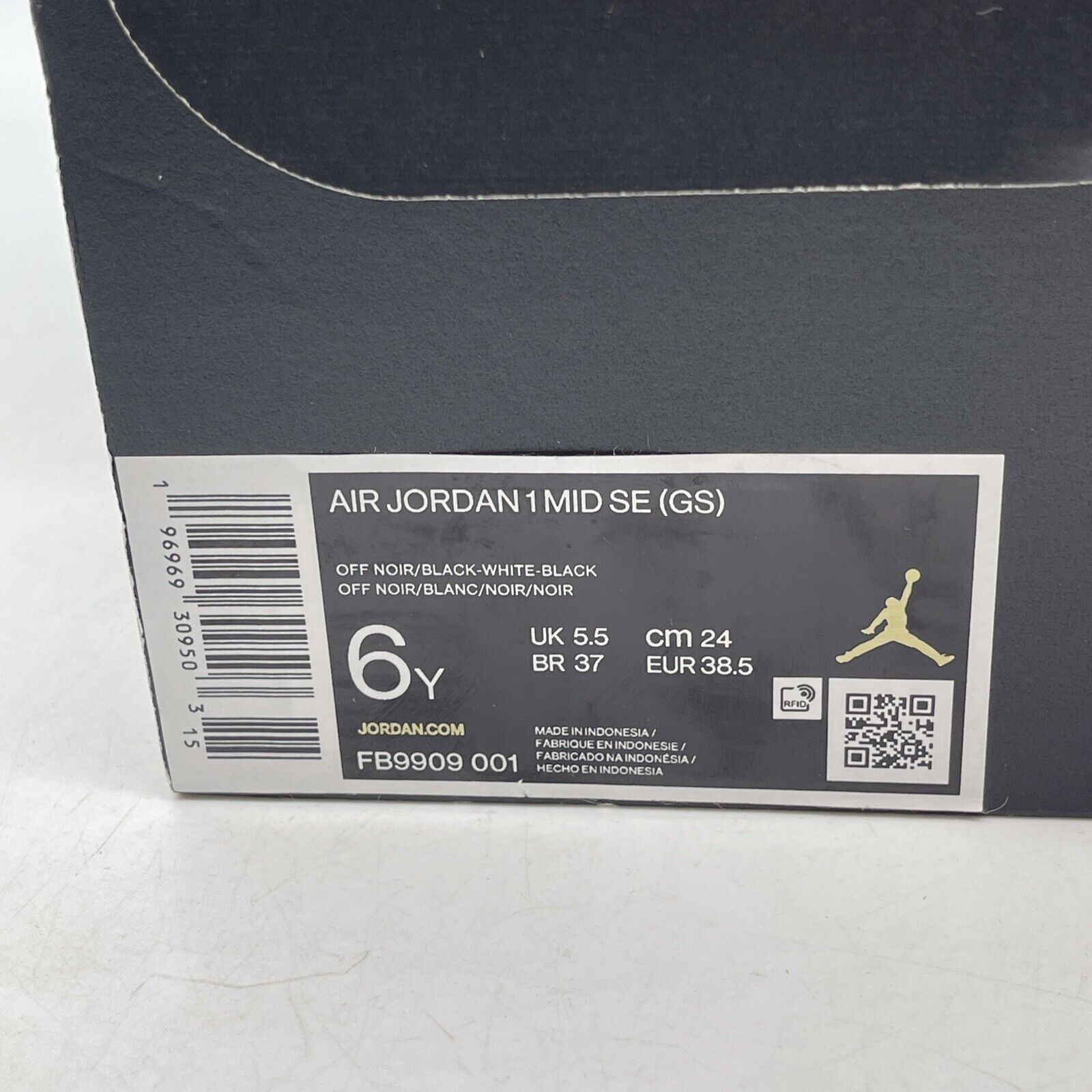 Size 6Y - Air Jordan 1 SE Mid Panda Elephant Black White Grey Suede (FB9909-001)