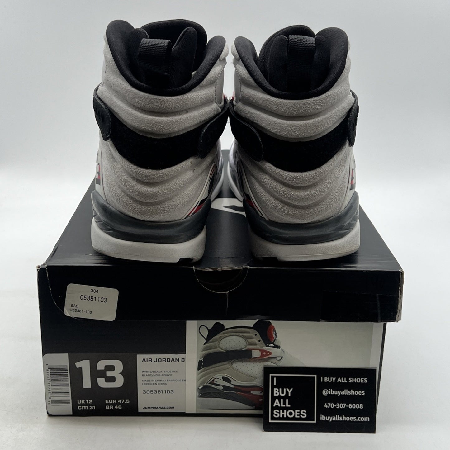 Size 13 - Air Jordan 8 Retro White 2013 (305381-103)