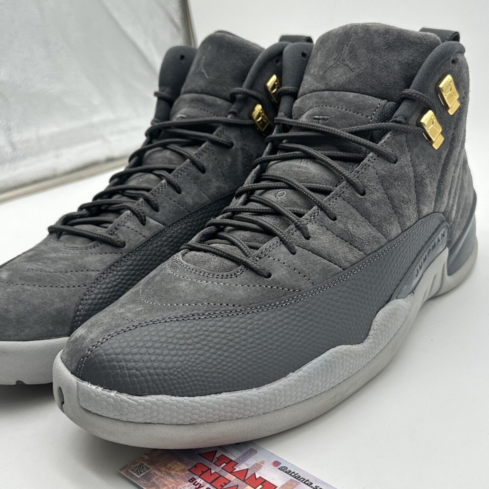 Size 13 - Jordan 12 Retro Dark Grey 2017 Gold Accents Nice Suede Retro OG Mj