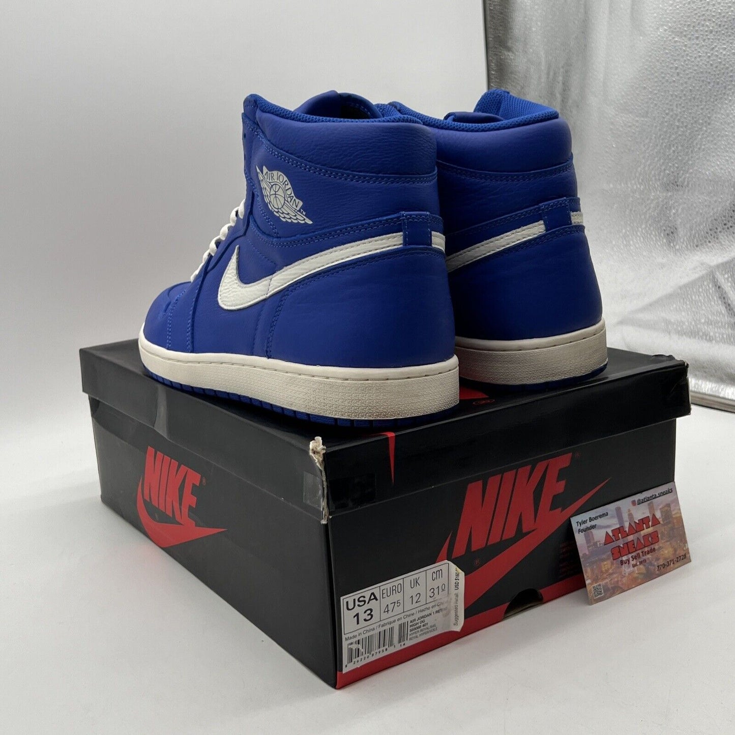 Size 13 - Air Jordan 1 Retro OG High Hyper Royal Leather White (555088-401)