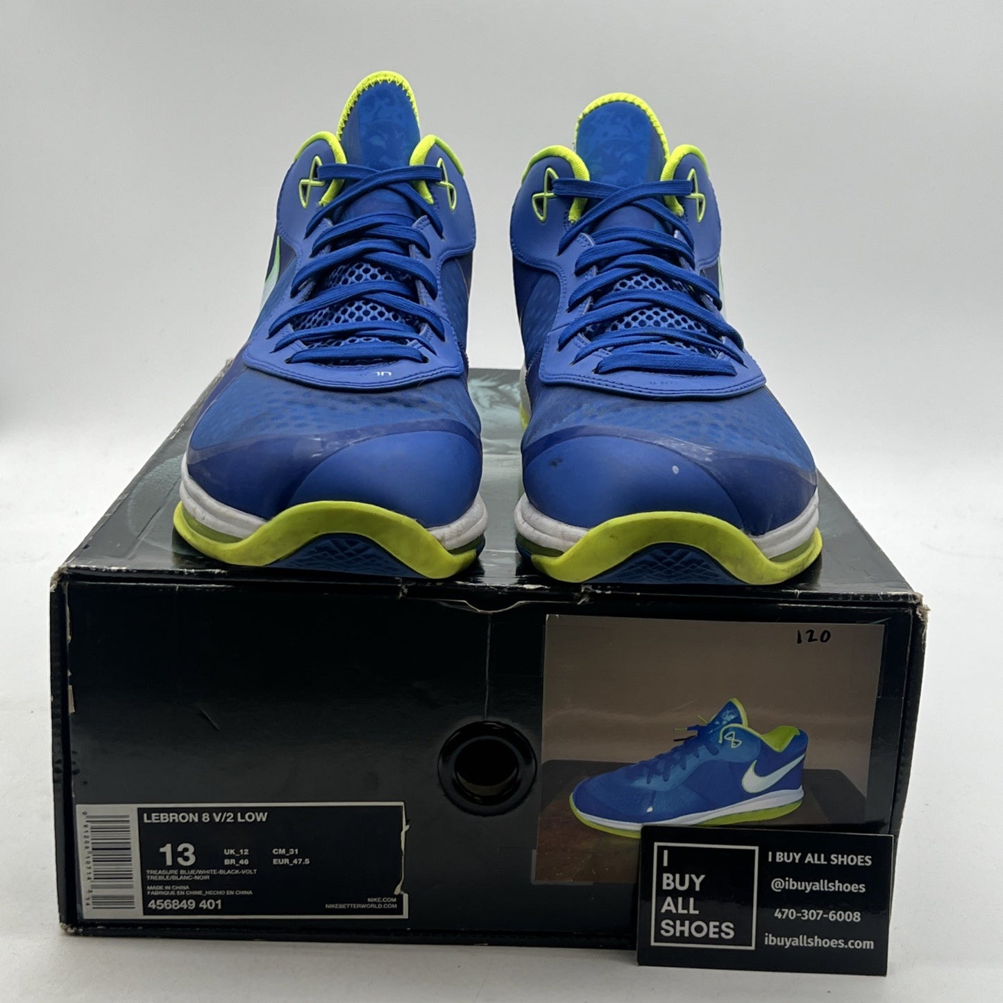 Size 13 - Nike LeBron 8 V/2 2011 Low Sprite (456849-401)