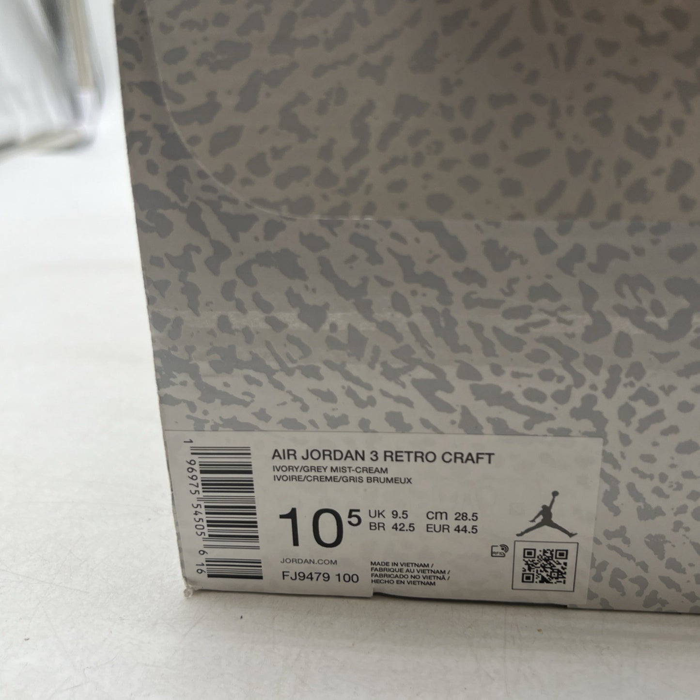 Size 10.5 - Air Jordan 3 Retro Craft Ivory/Grey White Leather (FJ9579-100)
