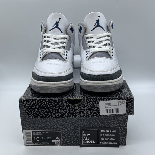 Size 10 - Air Jordan 3 Retro Midnight Navy White Suede Leather (CT8532-140)